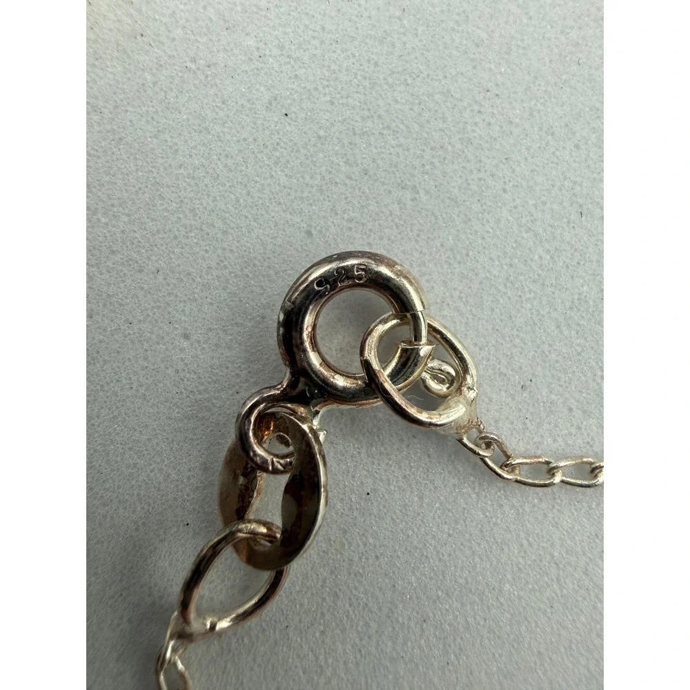 925 Sterling‎ Silver Shamrock Pendant Necklace Green Stone Heart Clover 22 Inch